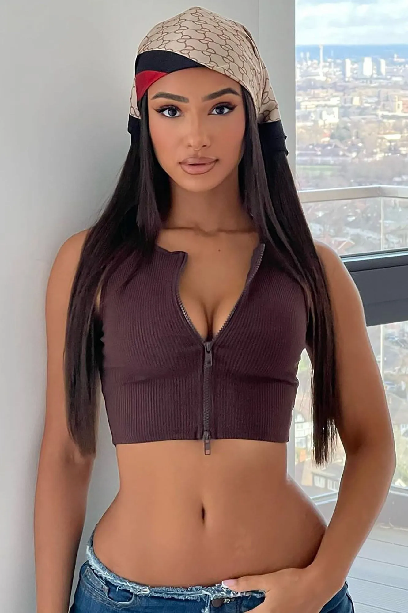 Alexa Snatched Crop Top - Chocolate