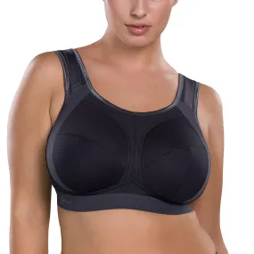 Anita Extreme Control Plus Big Cup Sports Bra, Black/Anthracite | Black Full Coverage Sports Bra | Anita Sport Bra