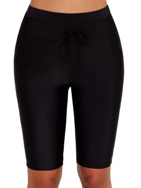 Black High Waisted Compression Swim Bottom with UPF Protection