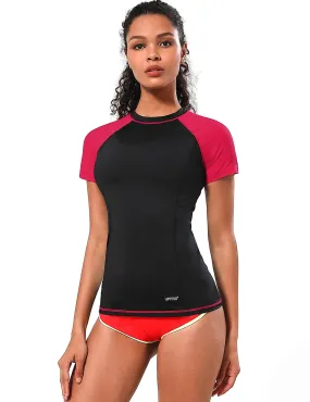 BUBBLELIME 84P/16S Short Sleeve Rashguard for Women Mix Color_Running