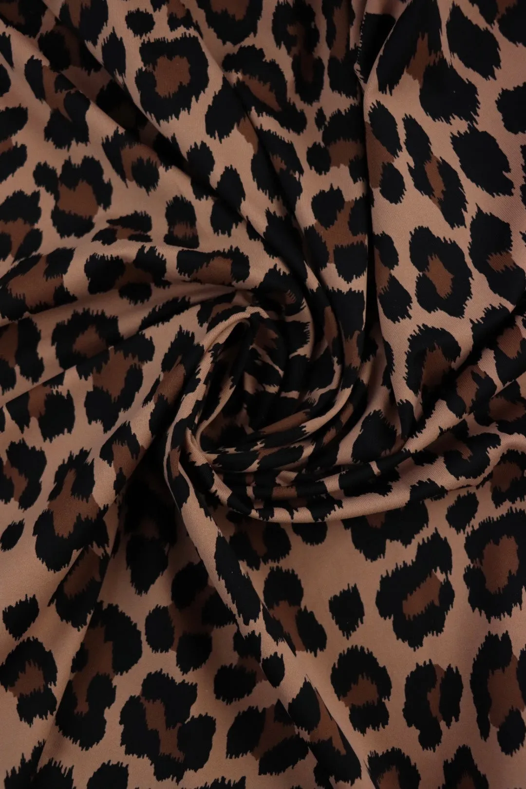 Cheetah on Bisque Matte Nylon Spandex Tricot | Designer Deadstock