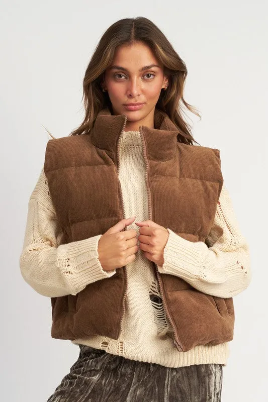 Corduroy Puffer Vest