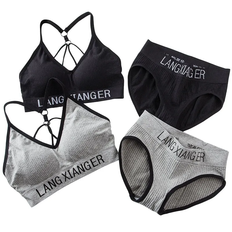 Cotton For Underwear Set Letter Sports Bra