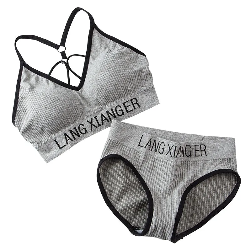 Cotton For Underwear Set Letter Sports Bra