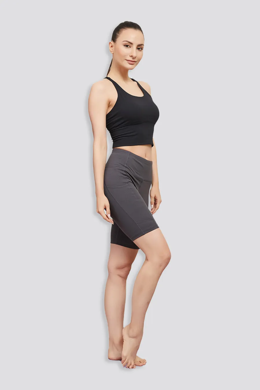 Essential High Waisted Yoga Shorts 8"