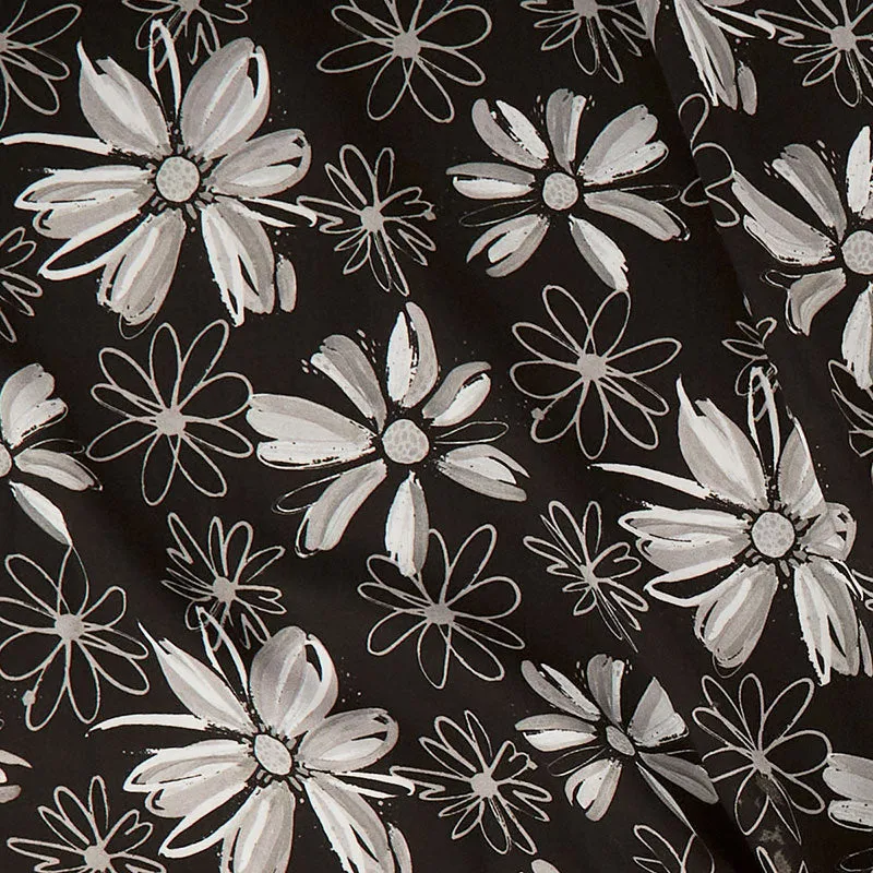 Etta Vee - Rayon Flowers Black Yardage