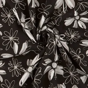 Etta Vee - Rayon Flowers Black Yardage