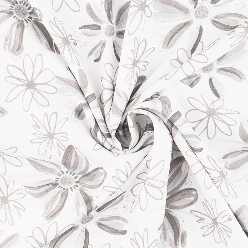 Etta Vee - Rayon Flowers White Yardage