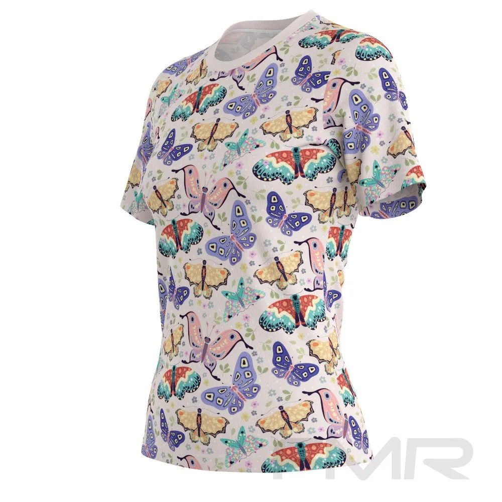 FMR Women's Butterfly Print Short Sleeve Running Shirt