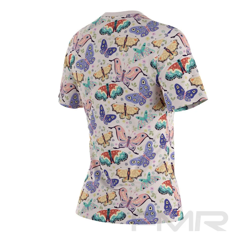 FMR Women's Butterfly Print Short Sleeve Running Shirt