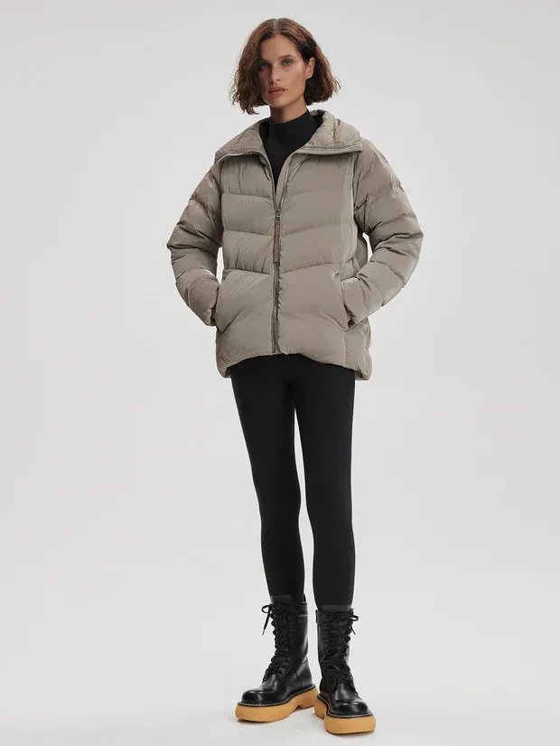 High Neck Puffer Jacket with Internal Waist Cinch By TJS