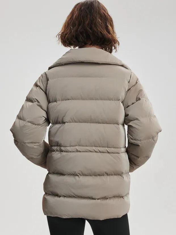 High Neck Puffer Jacket with Internal Waist Cinch By TJS