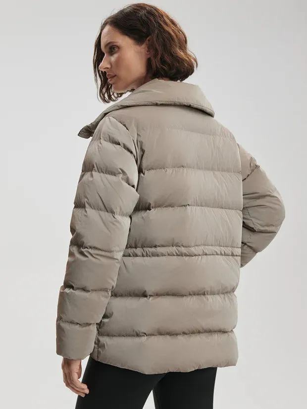 High Neck Puffer Jacket with Internal Waist Cinch By TJS