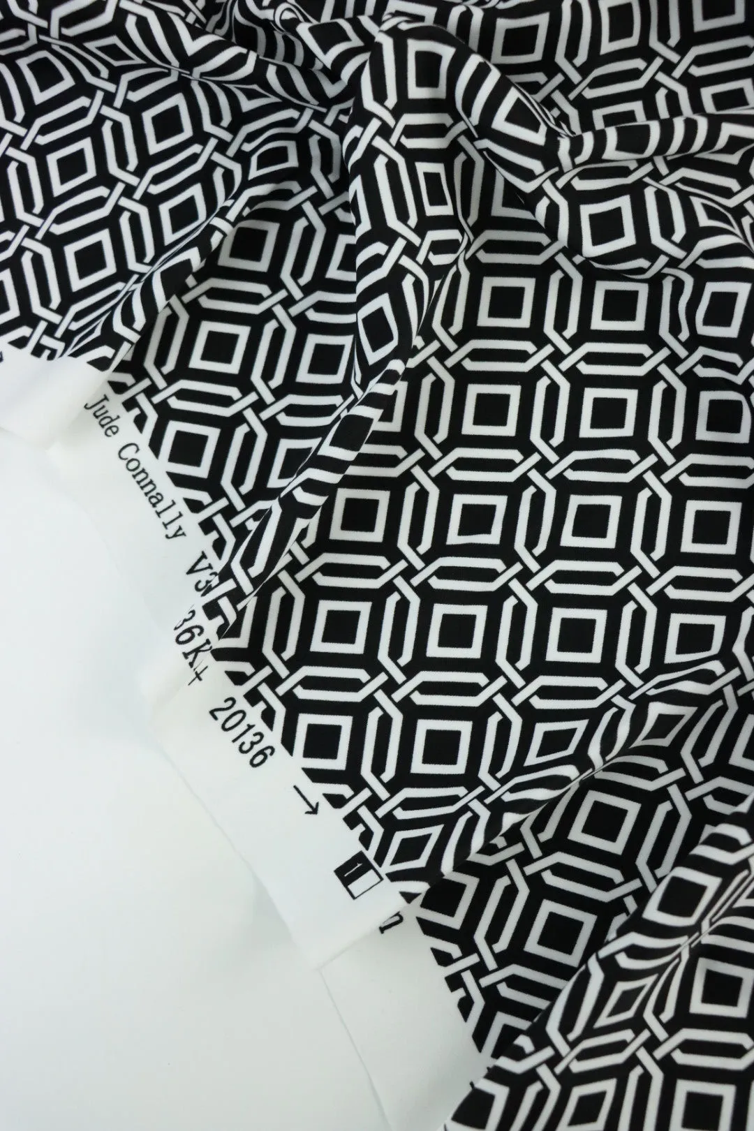 Intertwined on Black Nylon Spandex Tricot | Designer Deadstock