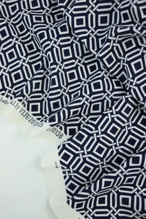 Intertwined on Navy Nylon Spandex Tricot | Designer Deadstock