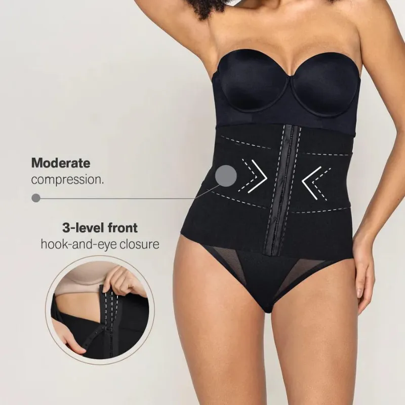 Leonisa 3-Belt Custom Waist Cincher Black