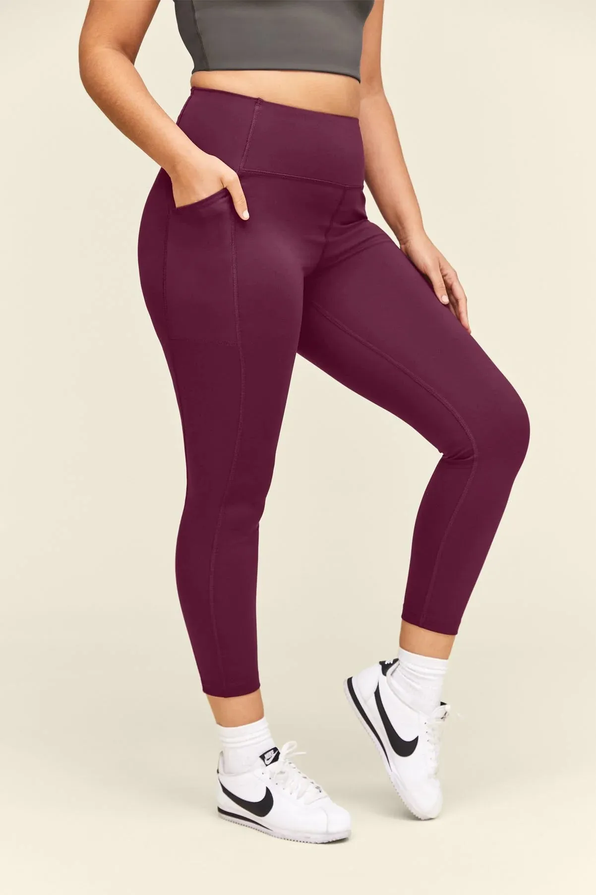 long leggings pocket - plum