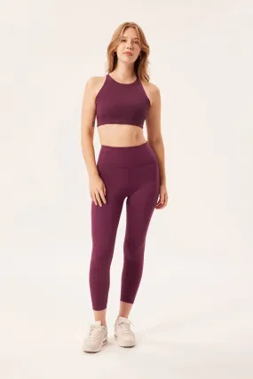 long leggings pocket - plum