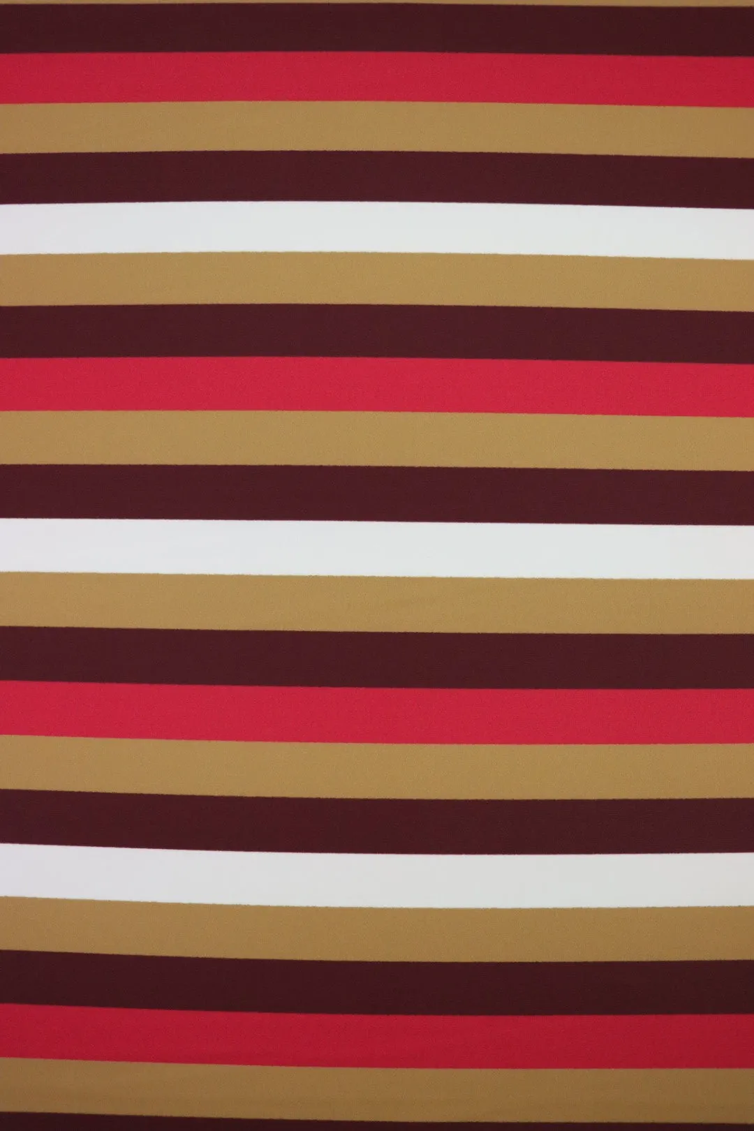 Maroon/Camel/Dark Red/White Horizontal Stripe Nylon Spandex Tricot | Designer Deadstock