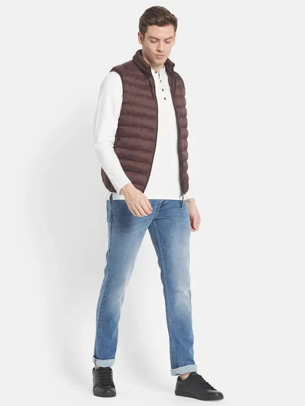 Men Maroon Puffer Jacket