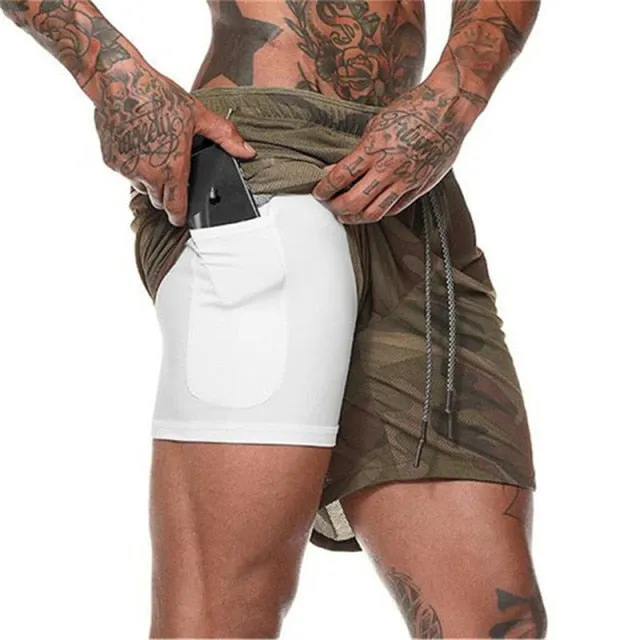 Men's 2-in-1 Camo Athletic shorts - Built in Liner with Pocket