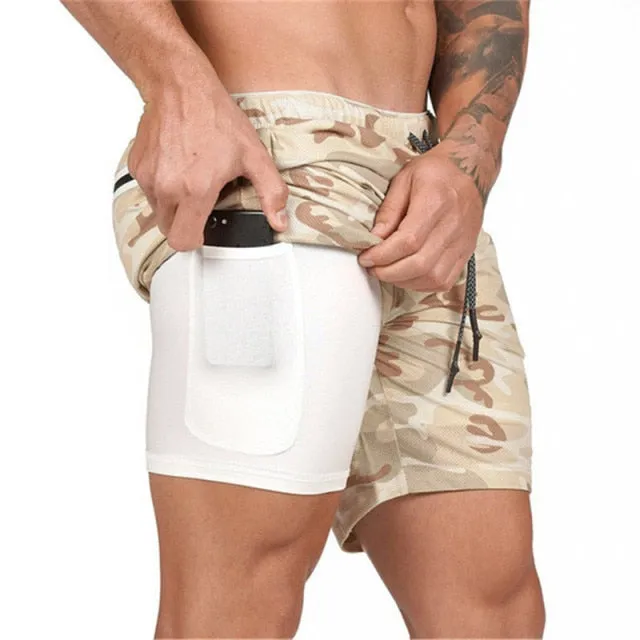 Men's 2-in-1 Camo Athletic shorts - Built in Liner with Pocket