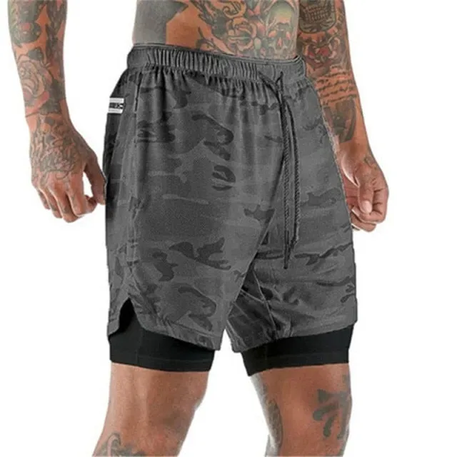 Men's 2-in-1 Camo Athletic shorts - Built in Liner with Pocket