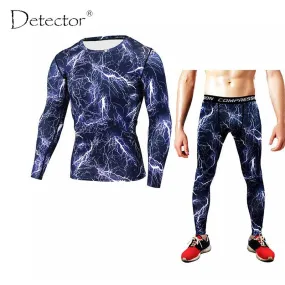 Mens Compression Shirt Pants Set Bodybuilding Tight Long Sleeves Shirts Leggings Sport Suit Workout Fitness Sportswear