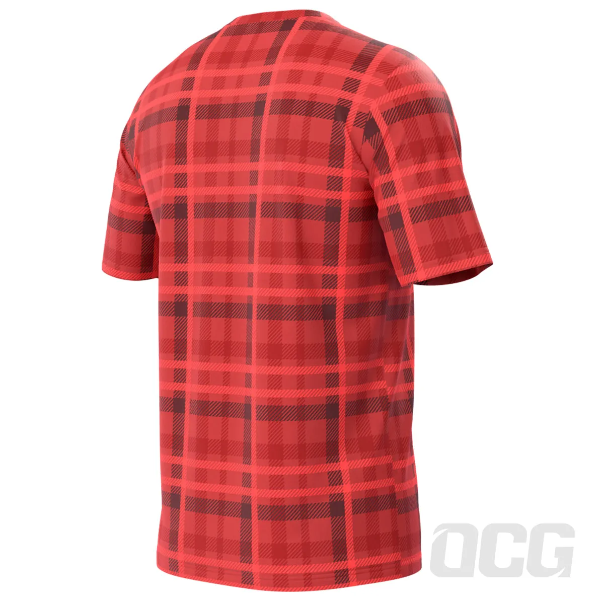 Men's Plaid Tartan Short Sleeve Running Shirt