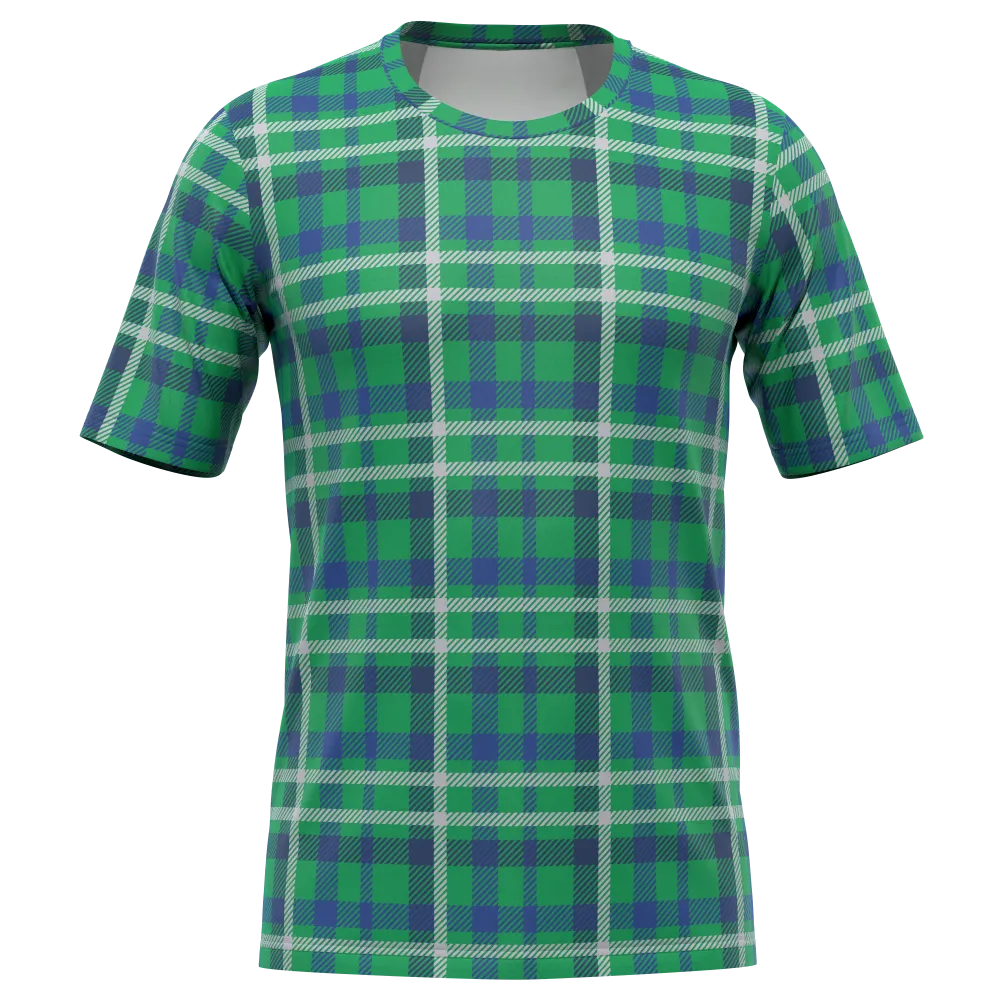 Men's Plaid Tartan Short Sleeve Running Shirt