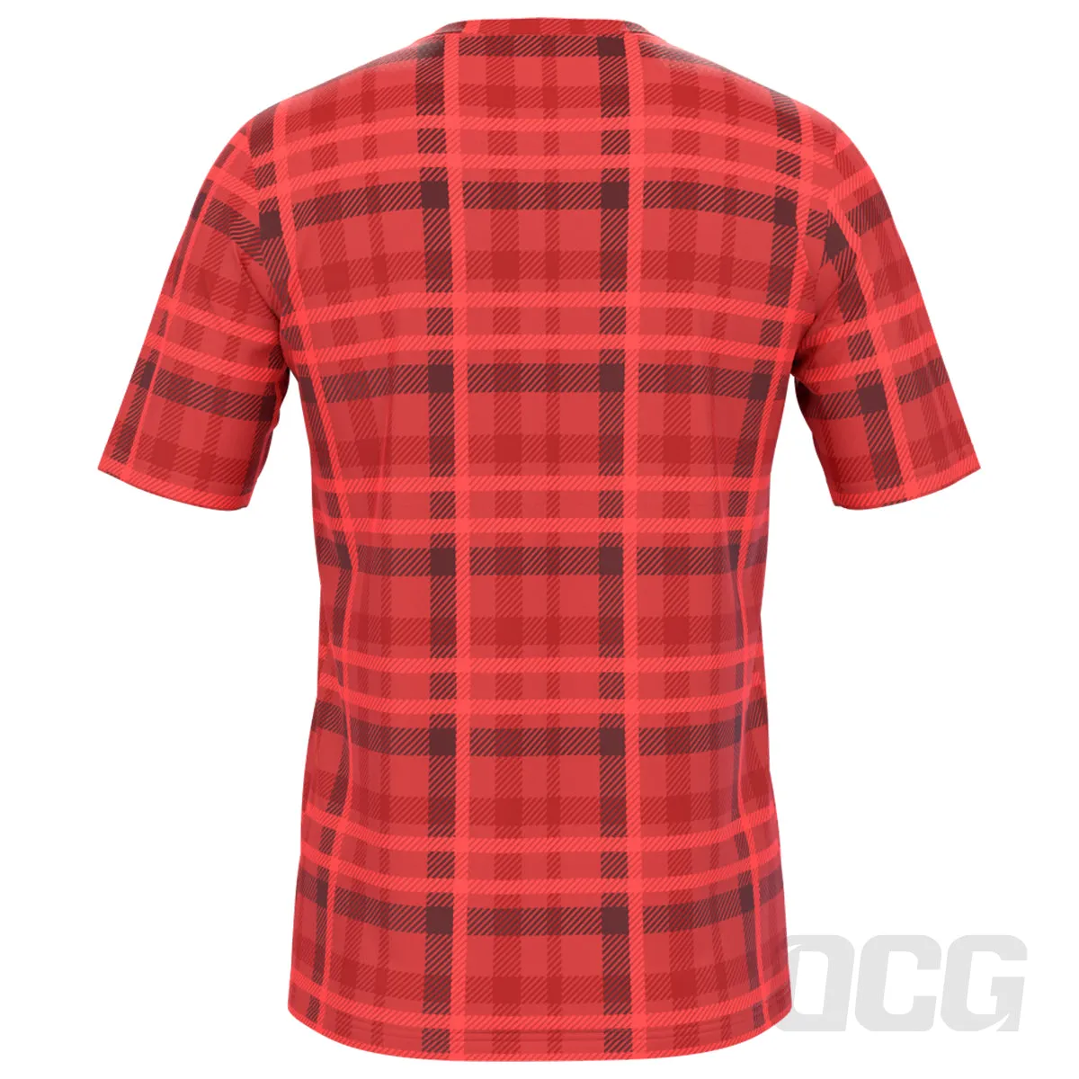 Men's Plaid Tartan Short Sleeve Running Shirt