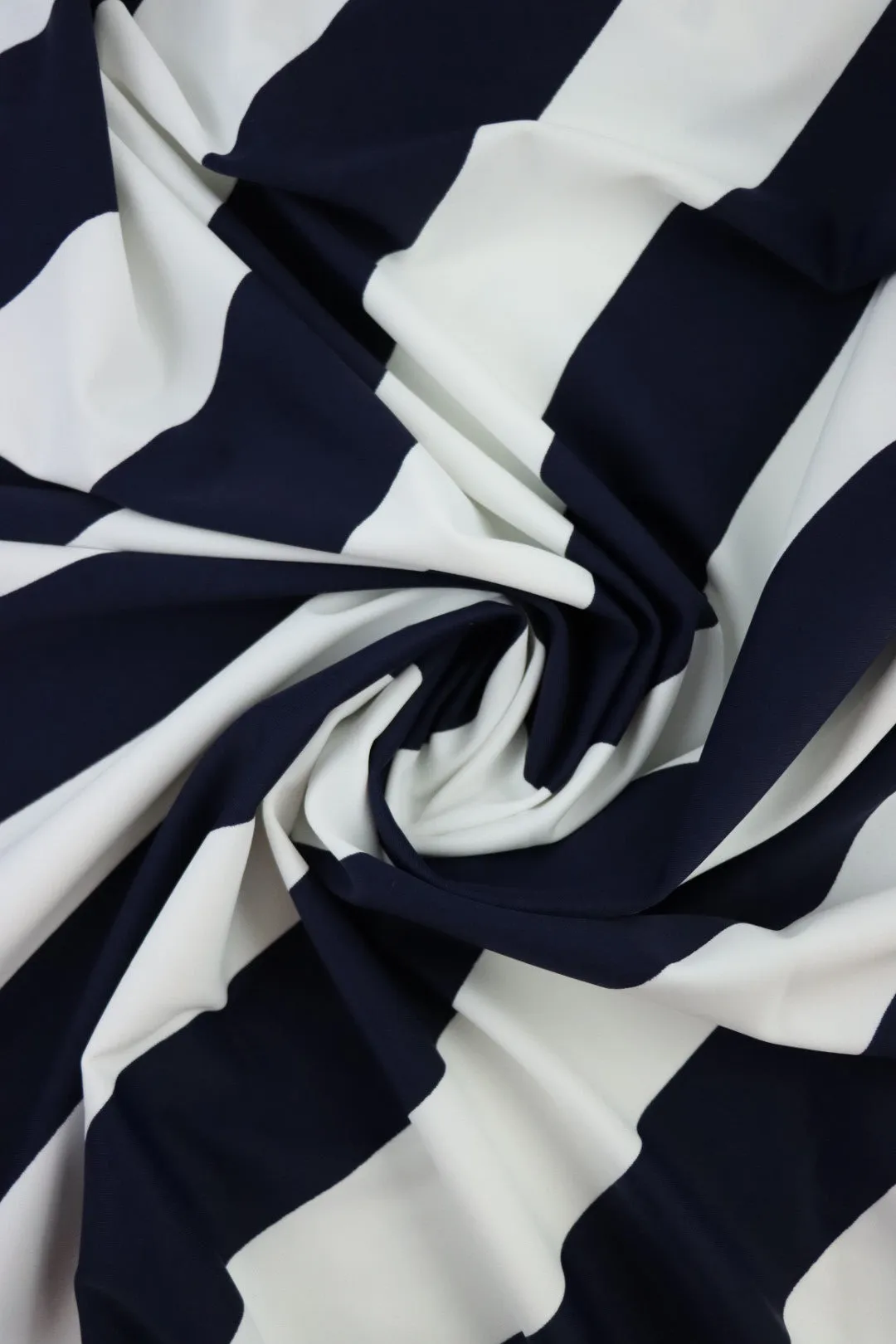 Navy/White Diagonal Stripe Nylon Spandex Tricot | Designer Deadstock