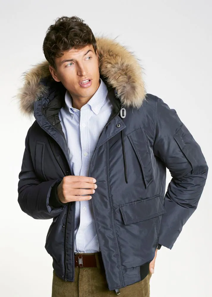 Non Detachable Hood Navy Blue Jacket