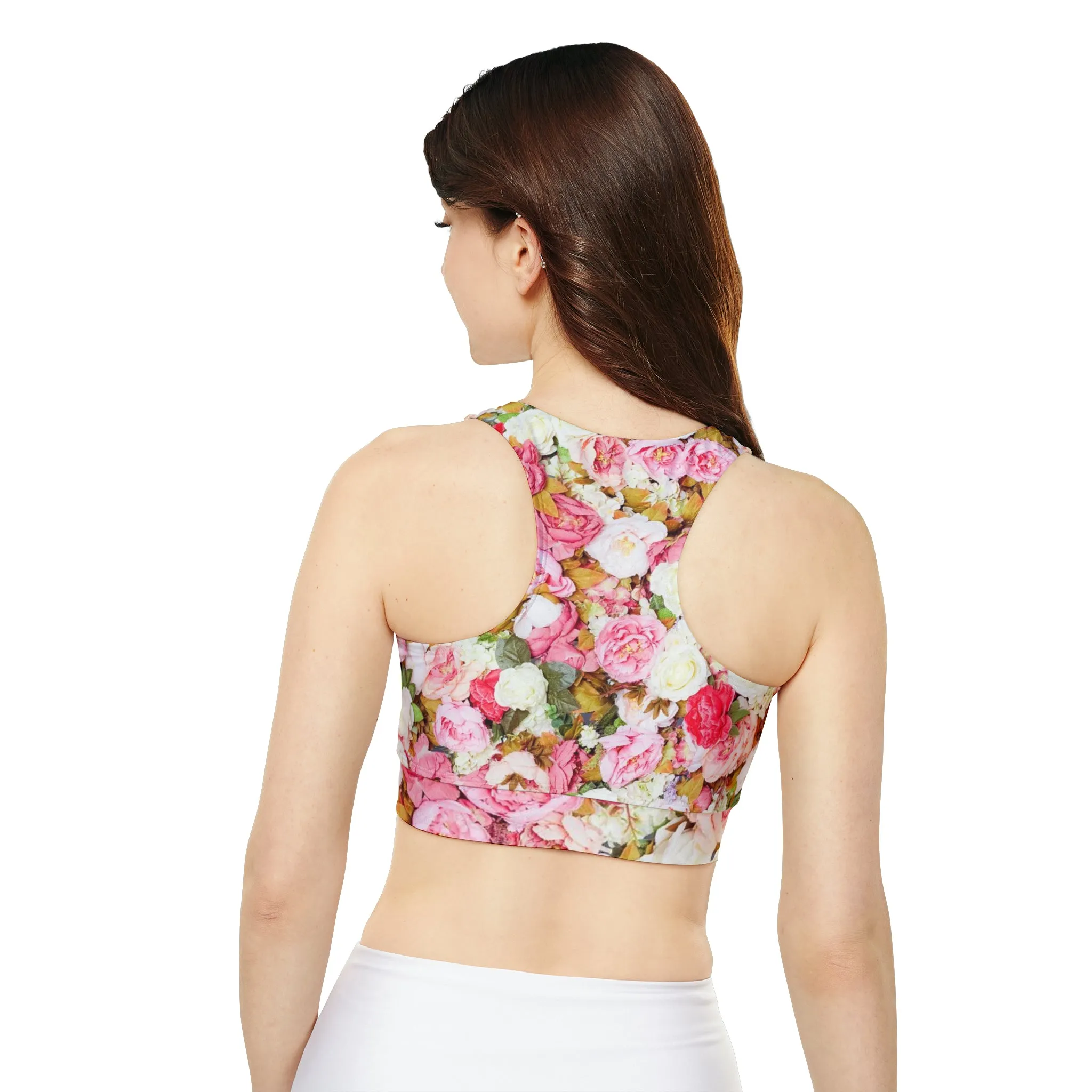 Pink Flowers - Inovax Padded Sports Bra