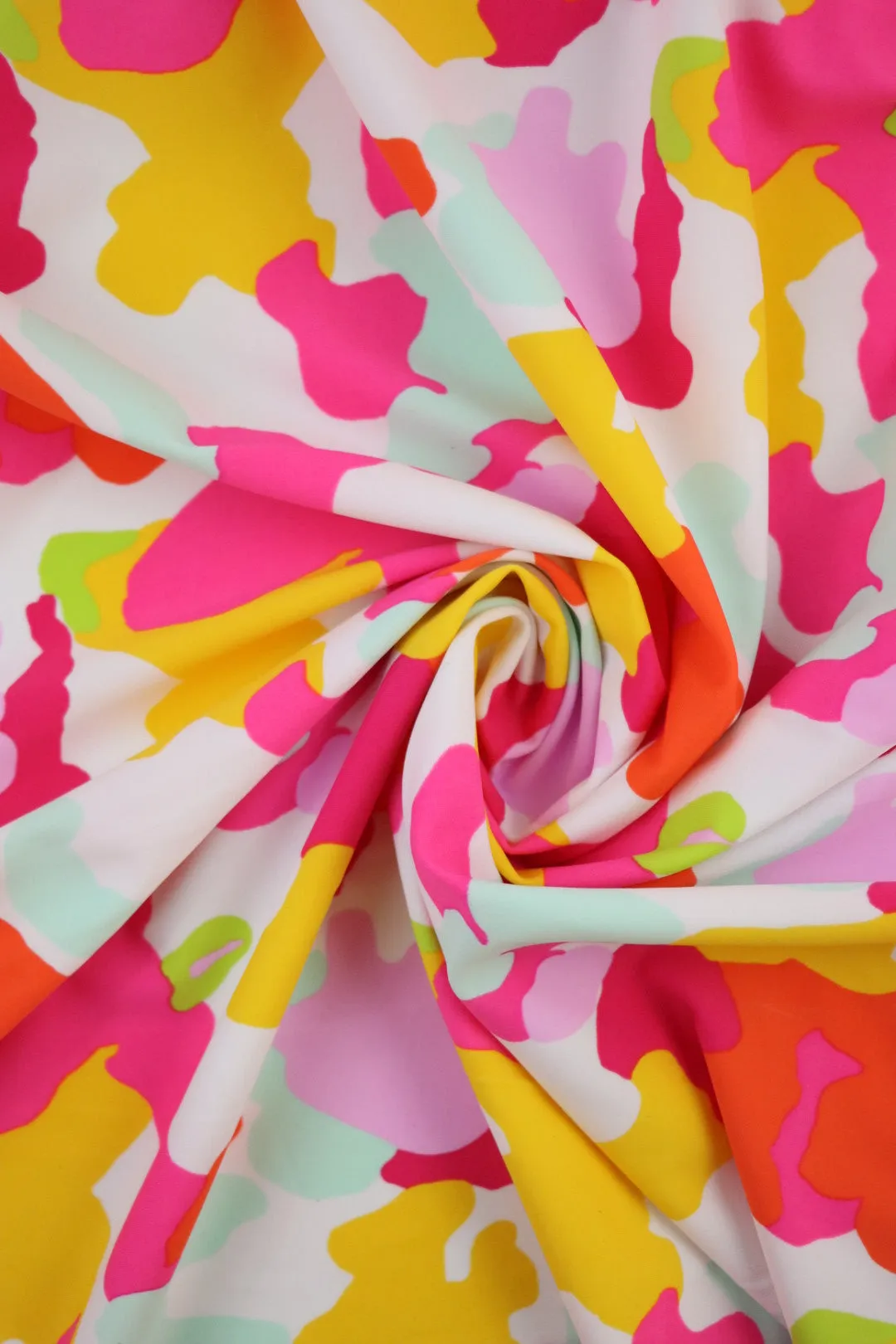 Pink/Yellow/Orange/Mint/Lilac Abstract Camo Nylon Spandex Tricot | Designer Deadstock