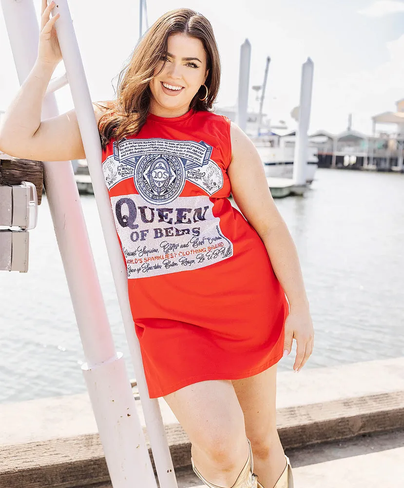 Queen of Sparkles - Queen of Beers Tank Tee Dress