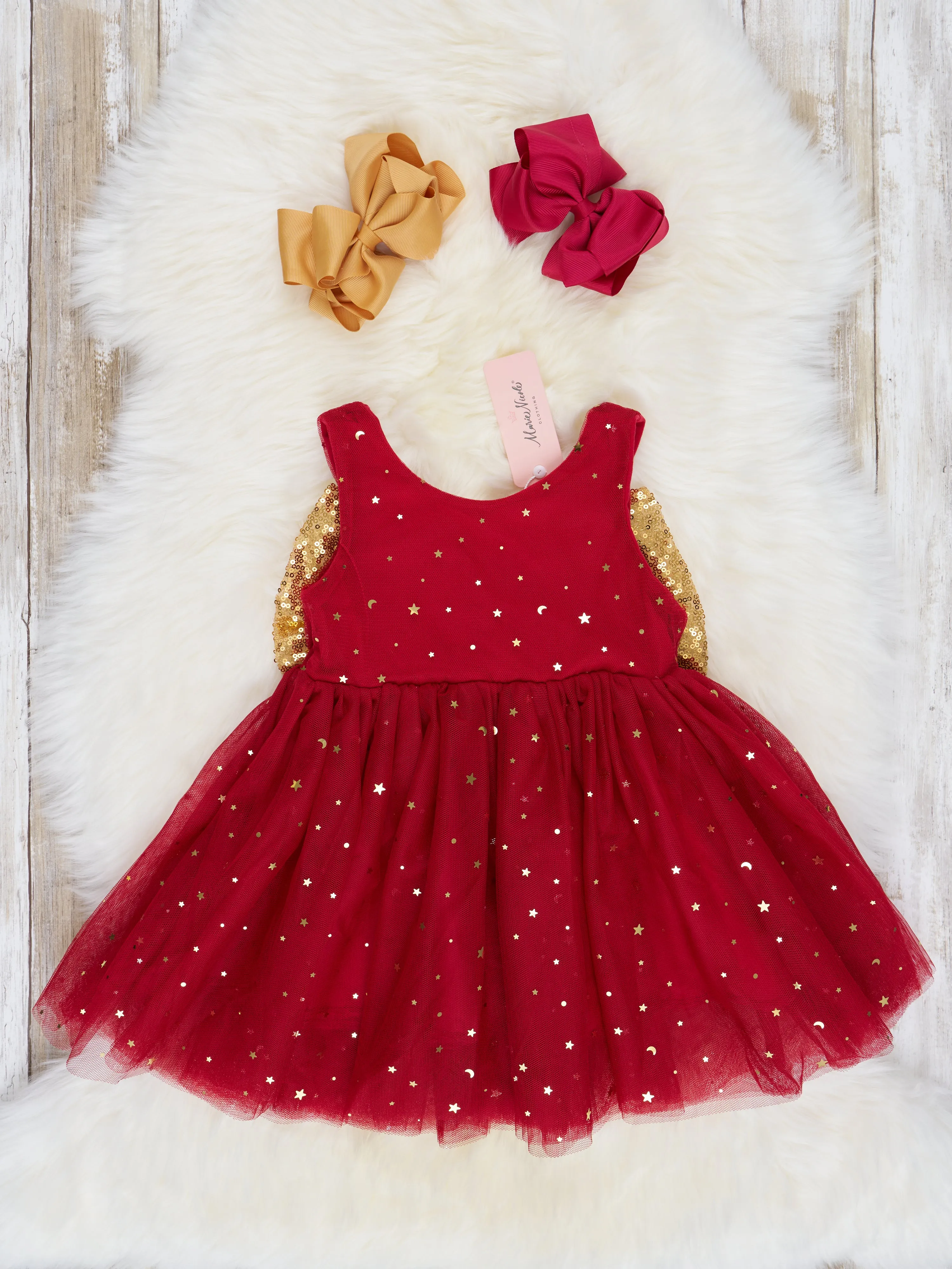 Red Sparkly Tulle Tank Swing Dress