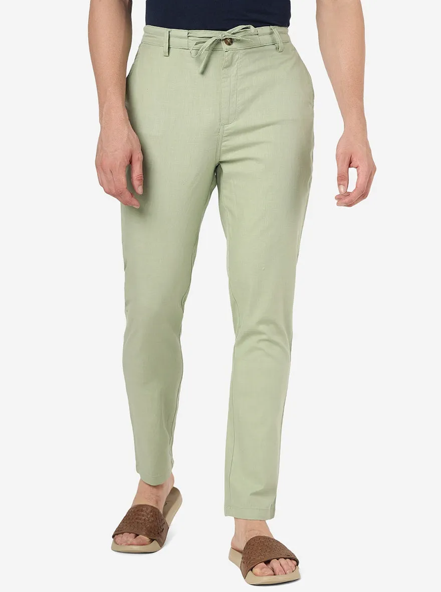 Sage Green Solid Slim Fit Track Pant | JadeBlue