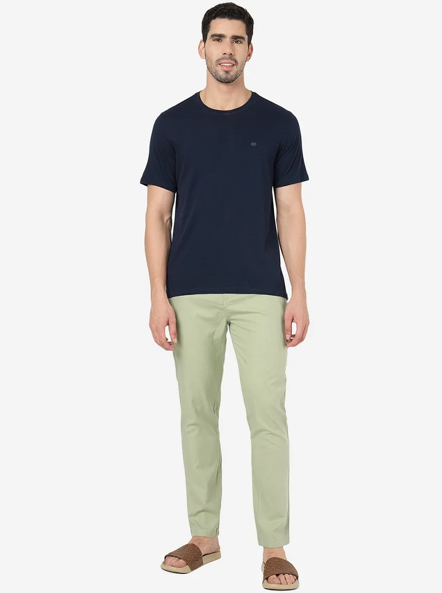 Sage Green Solid Slim Fit Track Pant | JadeBlue