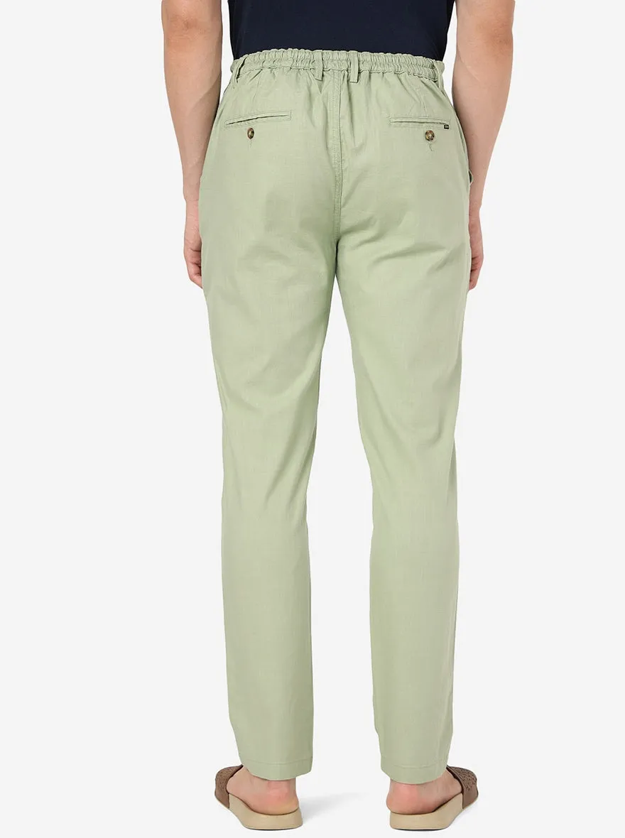 Sage Green Solid Slim Fit Track Pant | JadeBlue