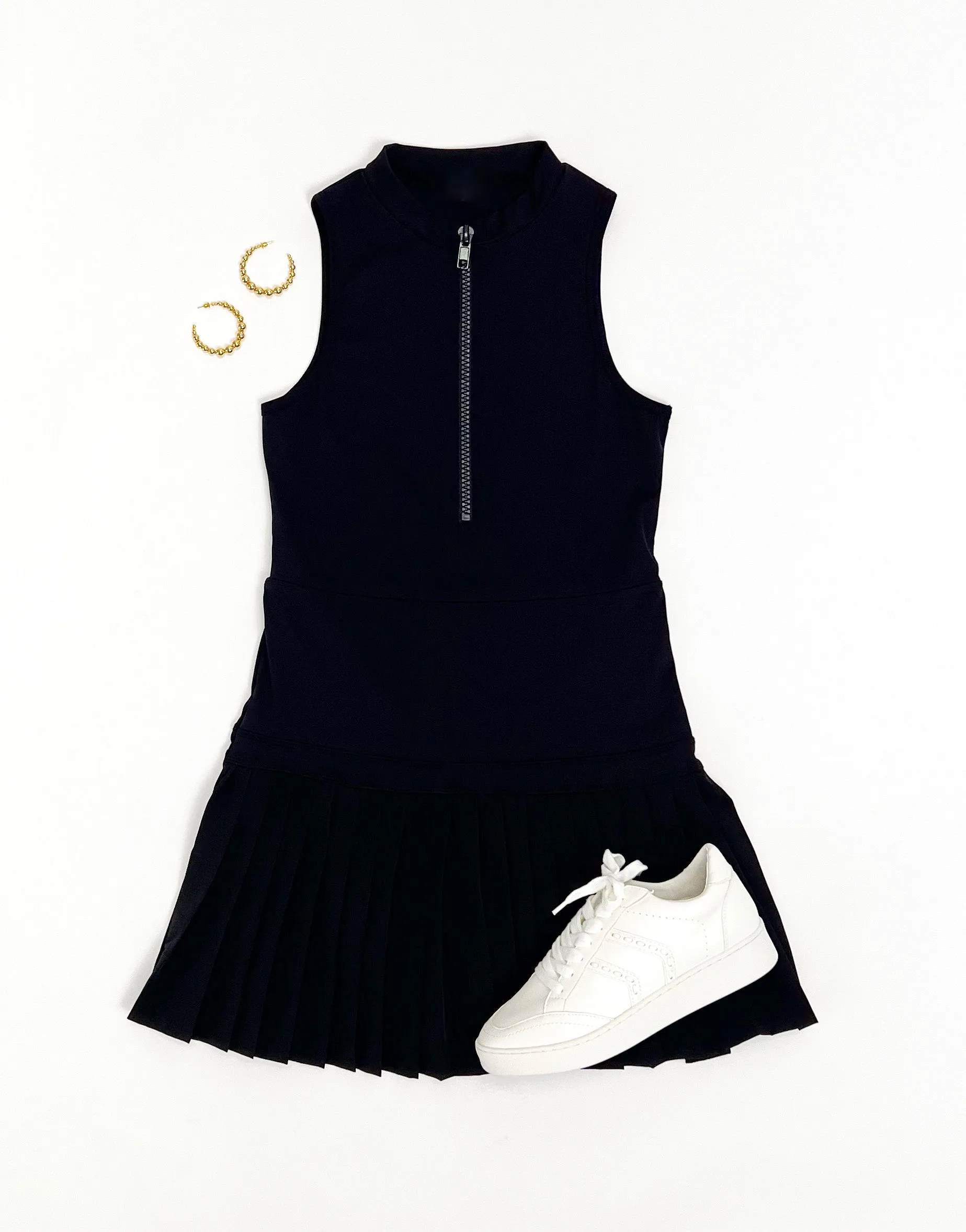 SETTING NEW HEIGHTS BLACK ATHLETIC MINI DRESS