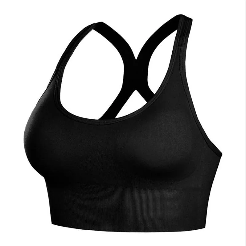 Shockproof Quick Dry Sports Bra Women Padded Gather Yoga Bra Push Up Gym Running Bra Seamless Workout Fitness Bra Top