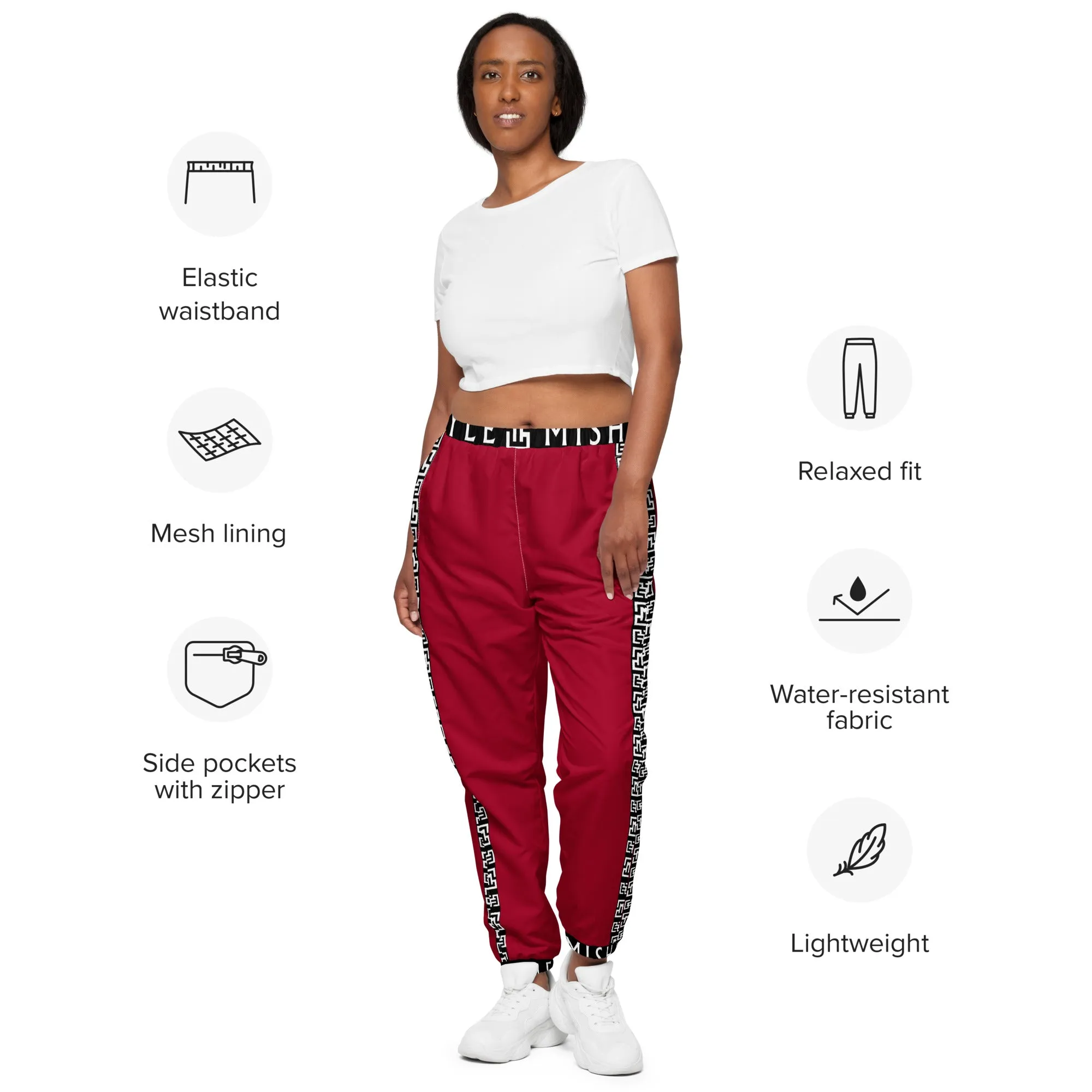 Side Solid Unisex Carmine track pants