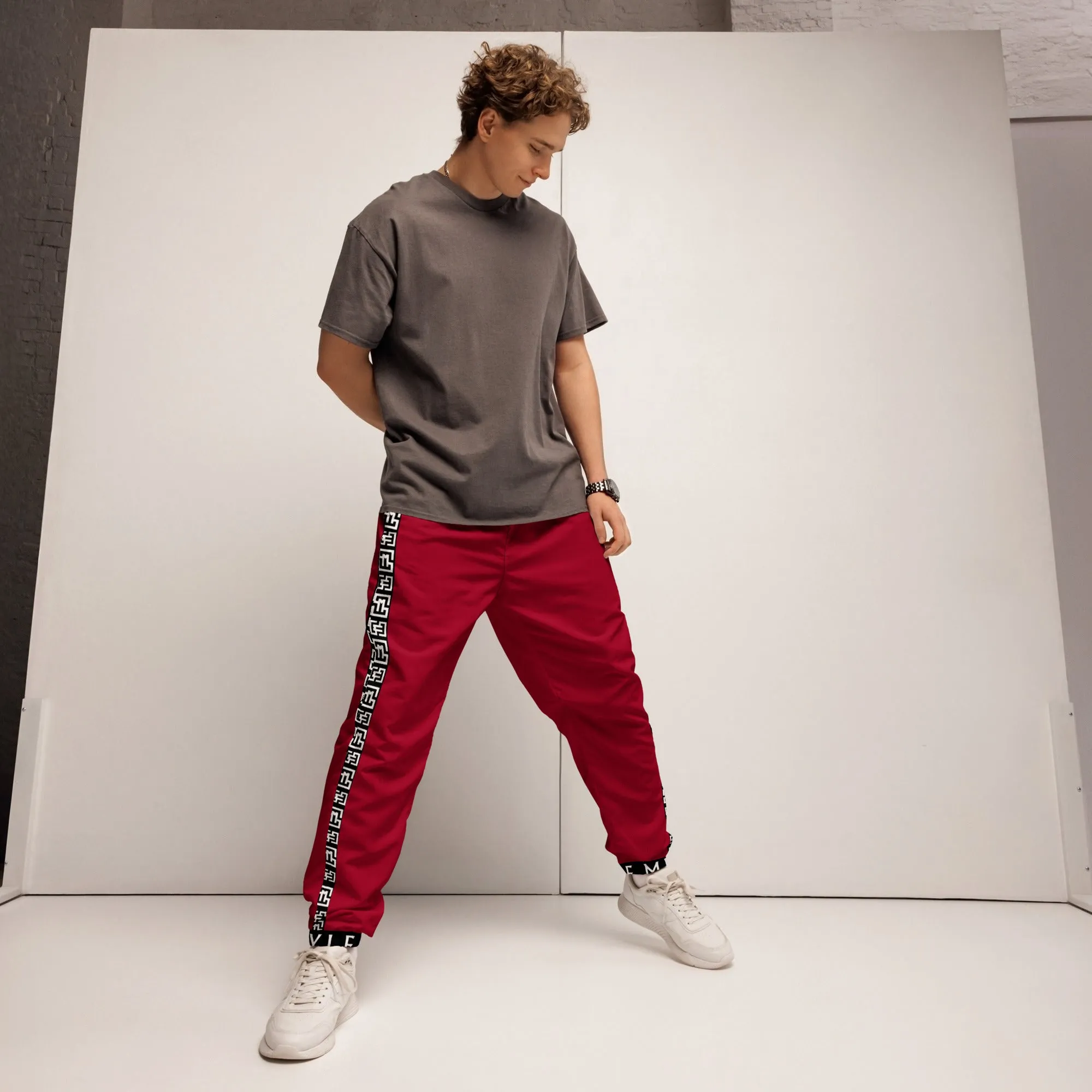 Side Solid Unisex Carmine track pants