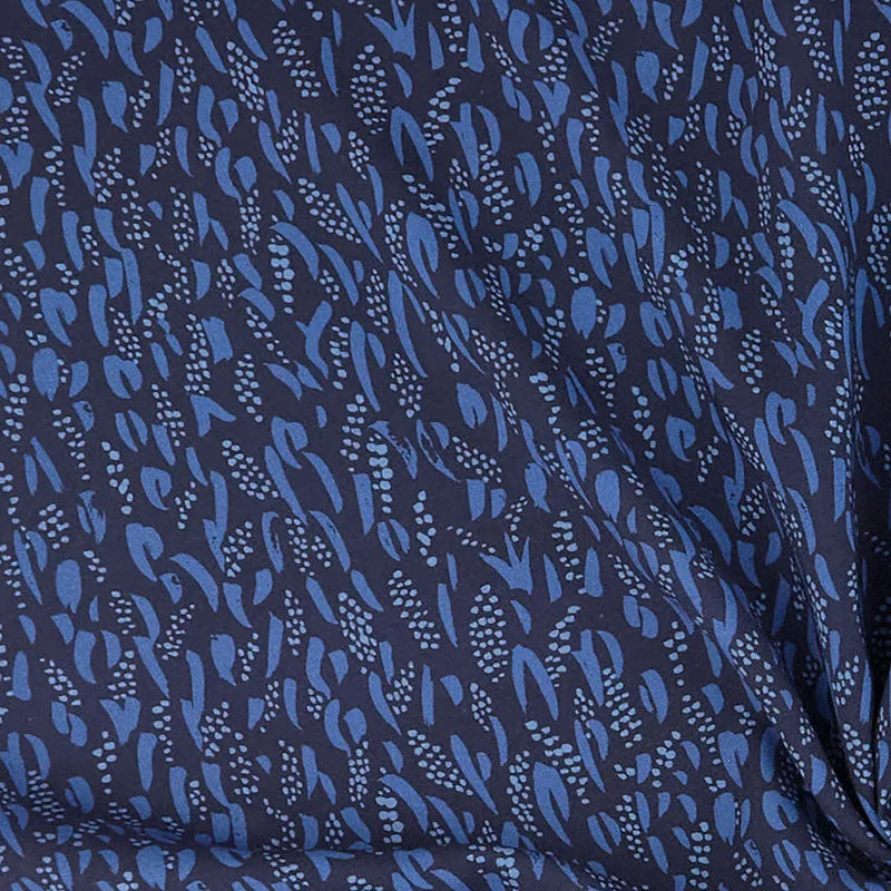 Tammie Green - Blue Bell Midnight Rayon Yardage