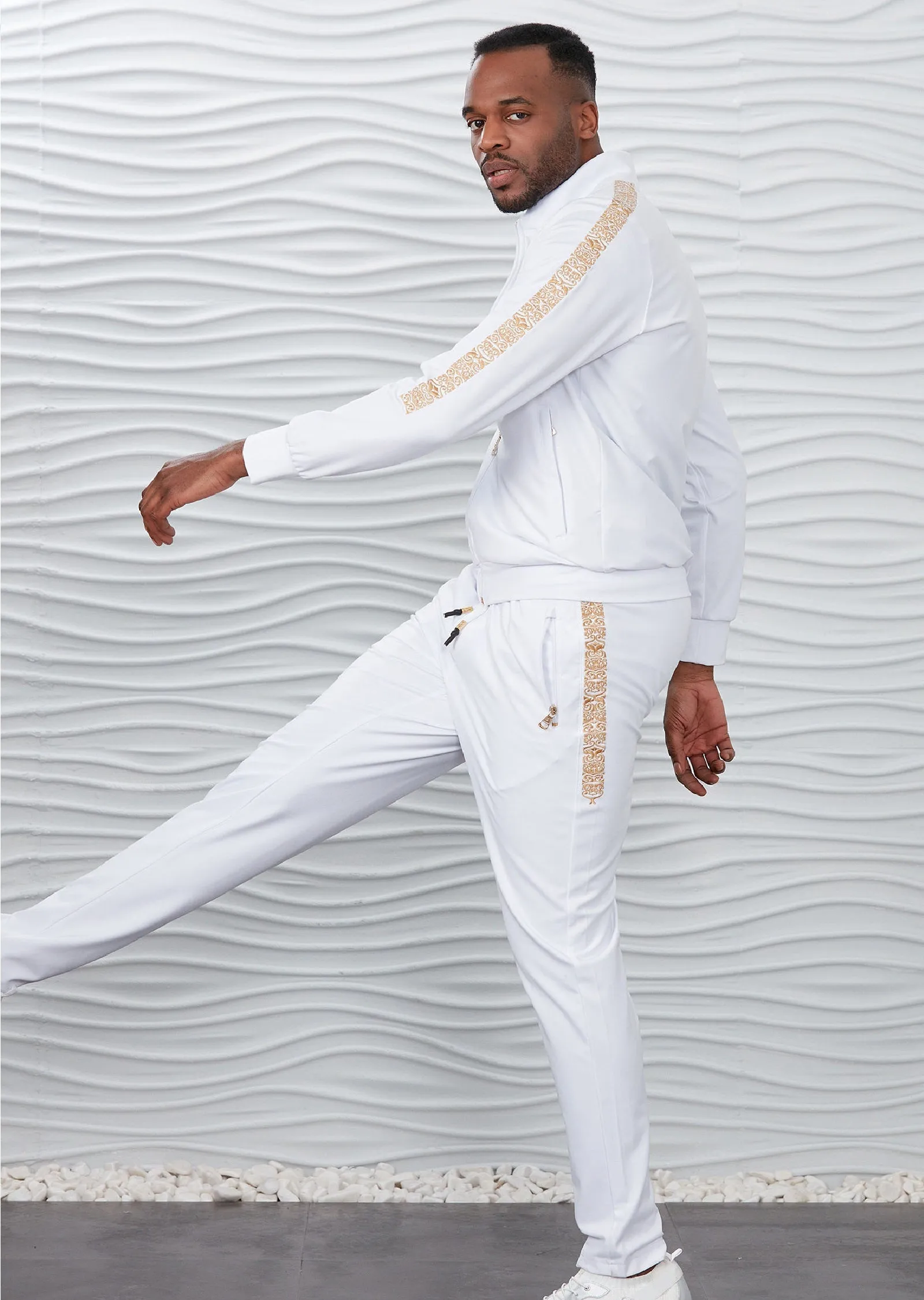 White Gold Crown Embroidery 2-pieces Tracksuit