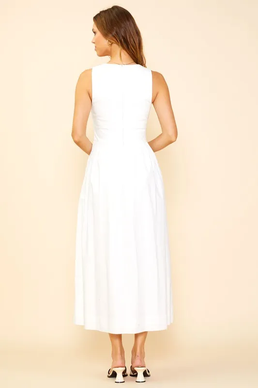 White Mixed Media Tank Midi Dress