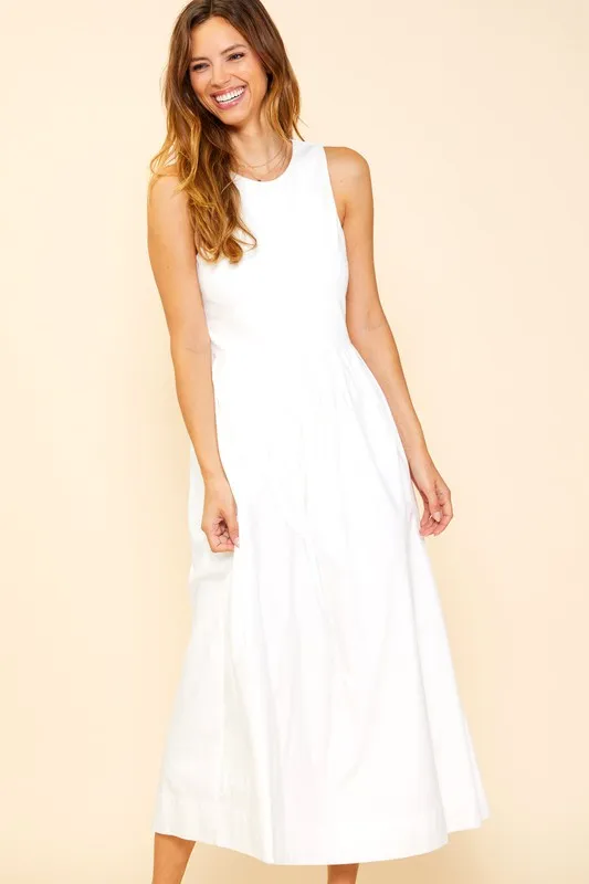 White Mixed Media Tank Midi Dress