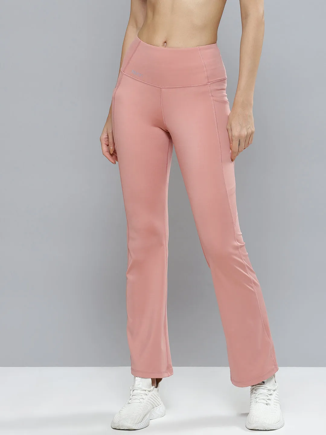 Women Peach Solid Bootcut Track Pants