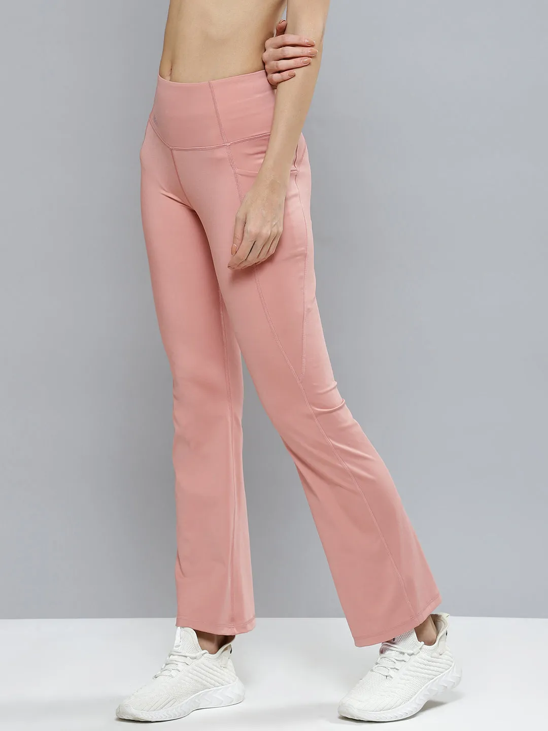 Women Peach Solid Bootcut Track Pants